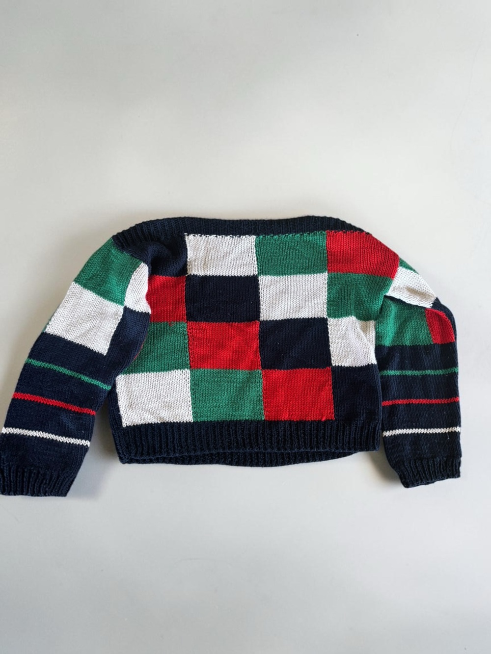 Vintage Handmade Kids Oversized Color Block Knit Sweater Size 5/6